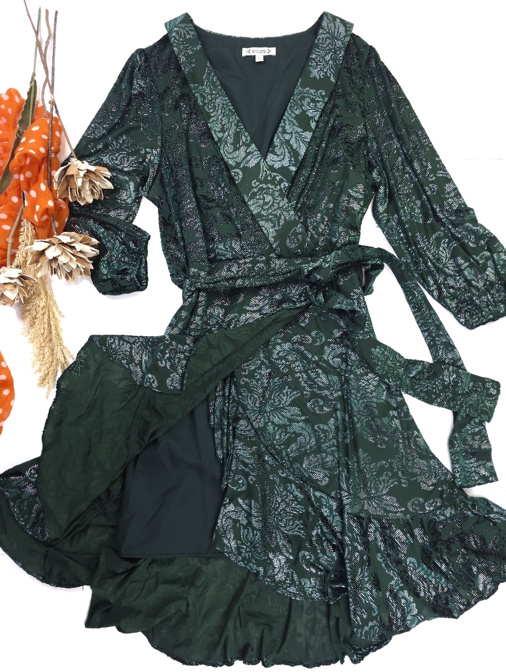 Nanette Lepore Emerald Green Metallic Dress Sz 12